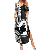 Mother's Day Summer Maxi Dress Polynesia Vintage Hibiscus - Black LT7 Women Black - Polynesian Pride