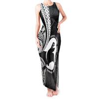 Mother's Day Tank Maxi Dress Polynesia Vintage Hibiscus - Black LT7 Women Black - Polynesian Pride