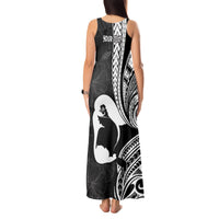 Mother's Day Tank Maxi Dress Polynesia Vintage Hibiscus - Black LT7 - Polynesian Pride