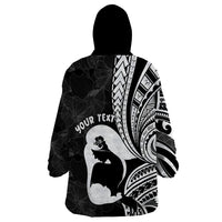 Mother's Day Wearable Blanket Hoodie Polynesia Vintage Hibiscus - Black LT7 - Polynesian Pride