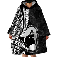 Mother's Day Wearable Blanket Hoodie Polynesia Vintage Hibiscus - Black LT7 - Polynesian Pride