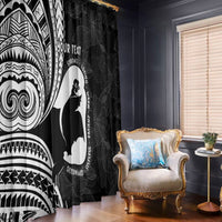 Mother's Day Window Curtain Polynesia Vintage Hibiscus - Black LT7 - Polynesian Pride