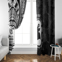 Mother's Day Window Curtain Polynesia Vintage Hibiscus - Black LT7 - Polynesian Pride