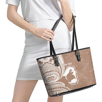 Mother's Day Leather Tote Bag Polynesia Vintage Hibiscus - Brown LT7 - Polynesian Pride