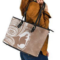 Mother's Day Leather Tote Bag Polynesia Vintage Hibiscus - Brown LT7 - Polynesian Pride