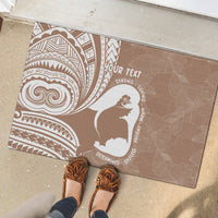 Mother's Day Rubber Doormat Polynesia Vintage Hibiscus - Brown LT7 - Polynesian Pride