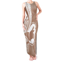 Mother's Day Tank Maxi Dress Polynesia Vintage Hibiscus - Brown LT7 Women Brown - Polynesian Pride