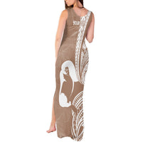 Mother's Day Tank Maxi Dress Polynesia Vintage Hibiscus - Brown LT7 - Polynesian Pride