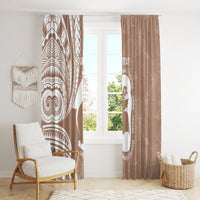 Mother's Day Window Curtain Polynesia Vintage Hibiscus - Brown LT7 - Polynesian Pride