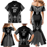 2025 Rugby Championship New Zealand Custom Family Matching Mermaid Dress and Hawaiian Shirt Poutama Motifs - Polynesian Pride