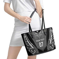 2025 Rugby Championship New Zealand Custom Leather Tote Bag Poutama Motifs - Polynesian Pride