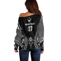 2025 Rugby Championship New Zealand Custom Off Shoulder Sweater Poutama Motifs - Polynesian Pride