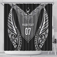 2025 Rugby Championship New Zealand Custom Shower Curtain Poutama Motifs - Polynesian Pride