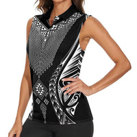 2025 Rugby Championship New Zealand Custom Women Sleeveless Polo Shirt Poutama Motifs - Polynesian Pride