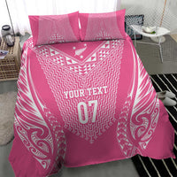 2025 Rugby Championship New Zealand Custom Bedding Set Poutama Motifs - Pink Out - Polynesian Pride