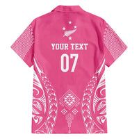 2025 Rugby Championship New Zealand Custom Family Matching Puletasi and Hawaiian Shirt Poutama Motifs - Pink Out - Polynesian Pride