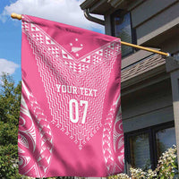 2025 Rugby Championship New Zealand Custom Garden Flag Poutama Motifs - Pink Out - Polynesian Pride