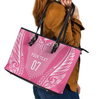 2025 Rugby Championship New Zealand Custom Leather Tote Bag Poutama Motifs - Pink Out - Polynesian Pride