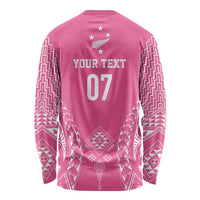 2025 Rugby Championship New Zealand Custom Long Sleeve Shirt Poutama Motifs - Pink Out - Polynesian Pride