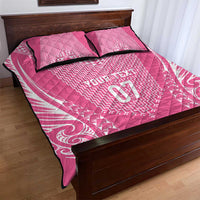 2025 Rugby Championship New Zealand Custom Quilt Bed Set Poutama Motifs - Pink Out - Polynesian Pride