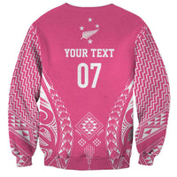 2025 Rugby Championship New Zealand Custom Sweatshirt Poutama Motifs - Pink Out - Polynesian Pride