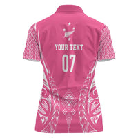 2025 Rugby Championship New Zealand Custom Women Polo Shirt Poutama Motifs - Pink Out - Polynesian Pride