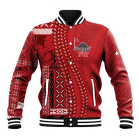 Samoa FAST Siapo Baseball Jacket Tatau-Ulafala Vines LT7 Unisex Red - Polynesian Pride