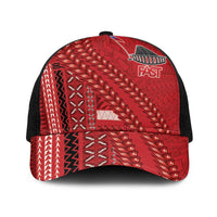 Samoa FAST Siapo Baseball Net Cap Tatau-Ulafala Vines LT7 One Size Black Red - Polynesian Pride