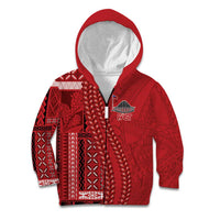 Samoa FAST Siapo Kid Hoodie Tatau-Ulafala Vines LT7 Zip Hoodie Red - Polynesian Pride