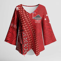 Samoa FAST Siapo Kimono Sleeve Blouse Tatau-Ulafala Vines LT7 Female Red - Polynesian Pride