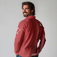 Samoa FAST Siapo Long Sleeve Polo Shirt Tatau-Ulafala Vines LT7 - Polynesian Pride