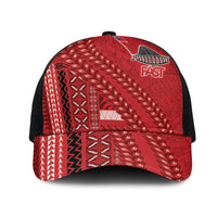 Samoa FAST Siapo Mesh Trucker Cap Tatau-Ulafala Vines LT7 One Size Black Red - Polynesian Pride