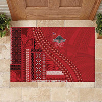 Samoa FAST Siapo Rubber Doormat Tatau-Ulafala Vines LT7 Red - Polynesian Pride