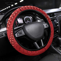 Samoa FAST Siapo Steering Wheel Cover Tatau-Ulafala Vines LT7 Universal Fit Red - Polynesian Pride