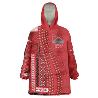 Samoa FAST Siapo Wearable Blanket Hoodie Tatau-Ulafala Vines LT7 One Size Red - Polynesian Pride