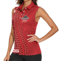 Samoa FAST Siapo Women Sleeveless Polo Shirt Tatau-Ulafala Vines LT7 - Polynesian Pride