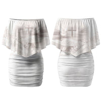 Samoa Lotu Tamaiti White Prayers Couples Matching Off Shoulder Short Dress and Long Sleeve Button Shirt Floral Mamanu Siapo LT7 - Polynesian Pride