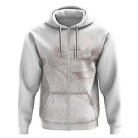 Samoa Lotu Tamaiti White Prayers Zip Hoodie Floral Mamanu Siapo LT7 Zip Hoodie White - Polynesian Pride