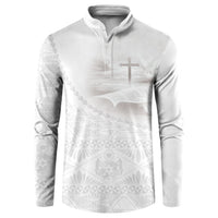 Tonga White Sunday Fakame Button Sweatshirt Tokelaufeletoa Kupesi LT7 White - Polynesian Pride