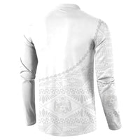 Tonga White Sunday Fakame Button Sweatshirt Tokelaufeletoa Kupesi LT7 - Polynesian Pride