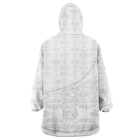 Tonga White Sunday Fakame Wearable Blanket Hoodie Tokelaufeletoa Kupesi LT7 - Polynesian Pride