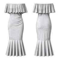 Niue White Sunday Tapu Fanau Couples Matching Mermaid Dress and Long Sleeve Button Shirt Fiti Pua Mix Hiapo Tapa LT7 - Polynesian Pride