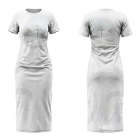 Niue White Sunday Tapu Fanau Couples Matching Short Sleeve Bodycon Dress and Hawaiian Shirt Fiti Pua Mix Hiapo Tapa LT7 - Polynesian Pride