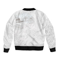 Niue White Sunday Tapu Fanau Sleeve Zip Bomber Jacket Fiti Pua Mix Hiapo Tapa LT7 - Polynesian Pride