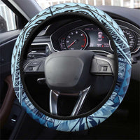 Samoa Siapo Mamanu Steering Wheel Cover Plumeria Navy Blue Motifs LT7 - Polynesian Pride