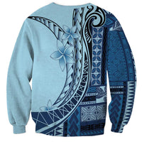 Samoa Siapo Mamanu Sweatshirt Plumeria Navy Blue Motifs LT7 - Polynesian Pride