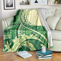 Samoa Siapo Mamanu Blanket Plumeria Emerald Motifs LT7 Green - Polynesian Pride
