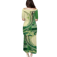 Samoa Siapo Mamanu Puletasi Plumeria Emerald Motifs LT7 - Polynesian Pride