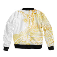 Samoa Siapo Mamanu Bomber Jacket Plumeria Fancy Gold Motifs LT7 - Polynesian Pride