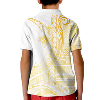 Samoa Siapo Mamanu Kid Polo Shirt Plumeria Fancy Gold Motifs
